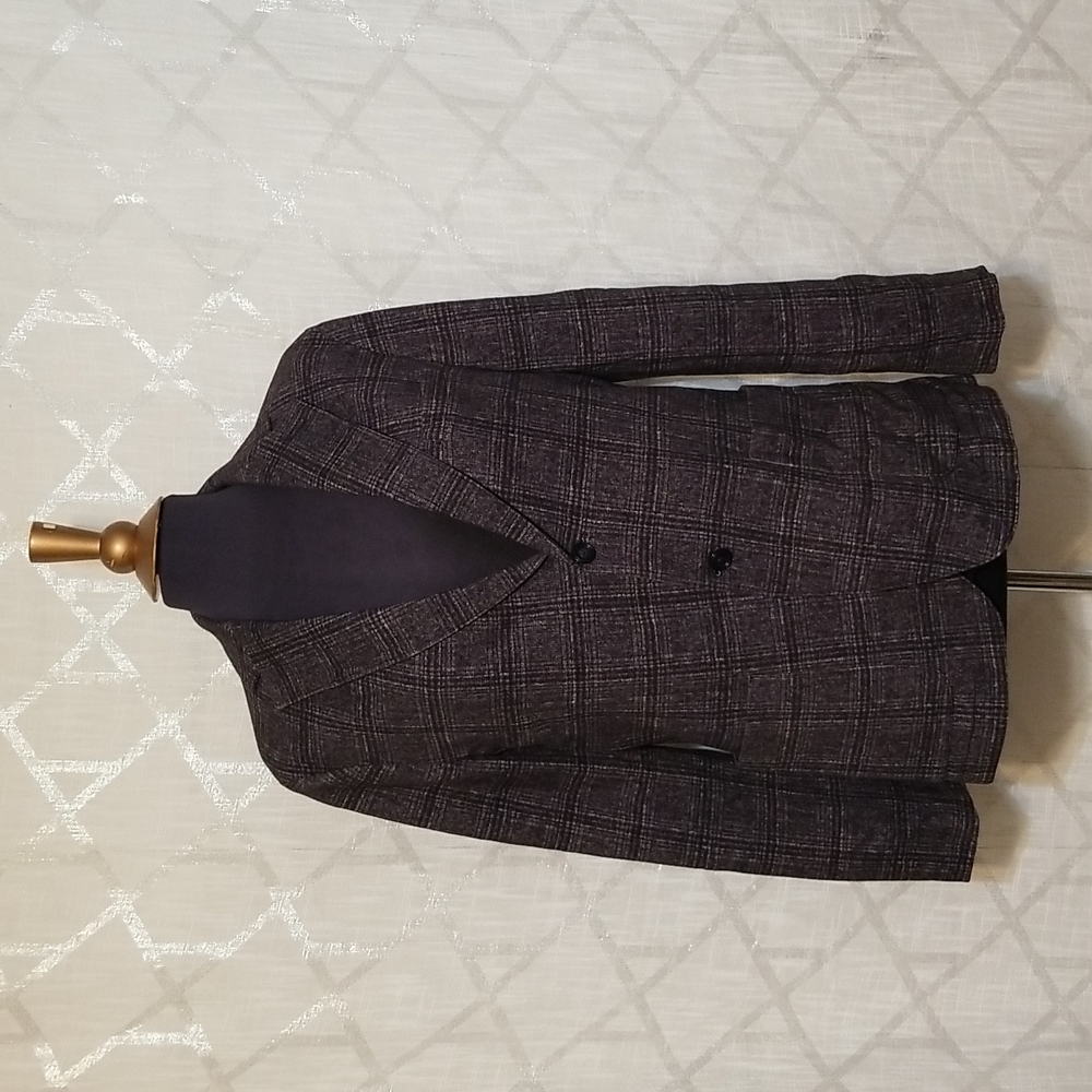 Circolo Plaid Navy Blue Blazer Size 48 Career Preppy